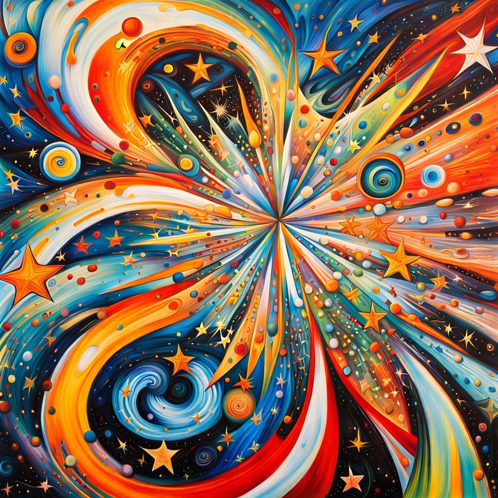 Macro Star Cluster in Abstract Expressionist Style