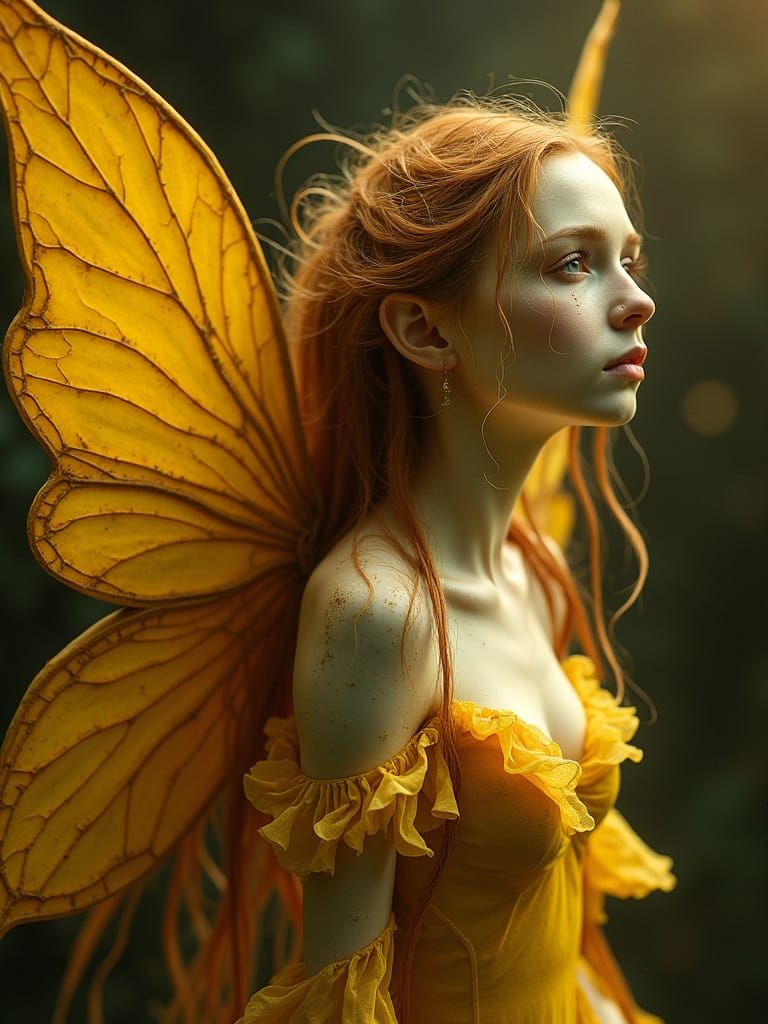 Intricate Porcelain Fairy in Dark Fantasy Style