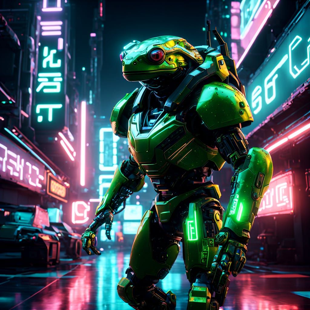 Cybernetic frog samurai