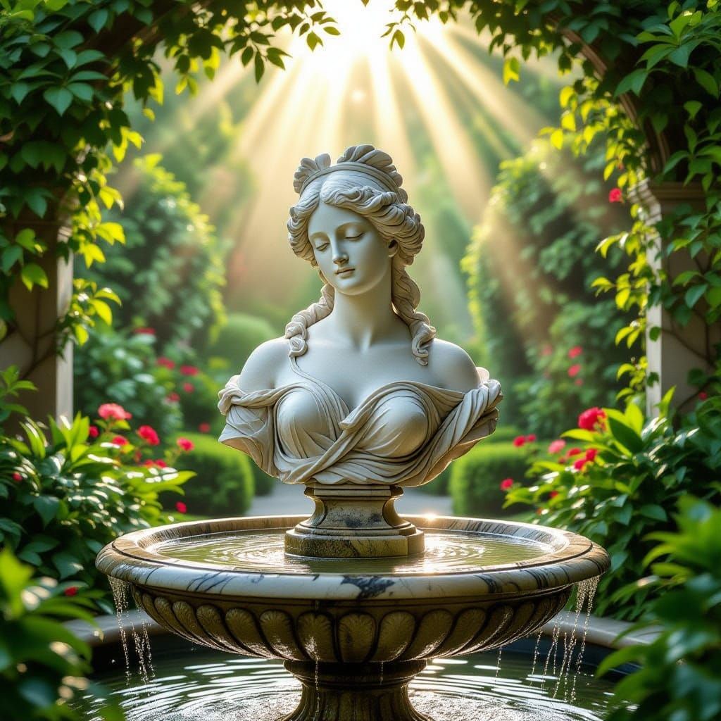 Renaissance Marble Sculpture of Woman in Garden Fountain