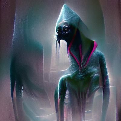Sinister Hooded Alien Creature in Dark Fantasy Style