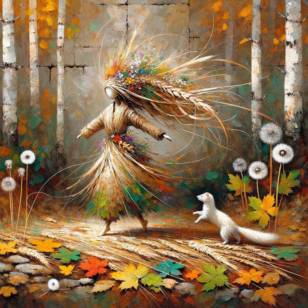 Whimsical Forest Spirit Dances Amidst Autumn Colours