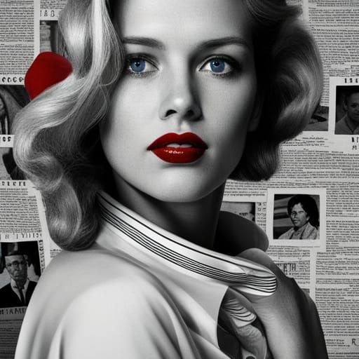 Blonde Woman with Newspaper in Pop Art Style
