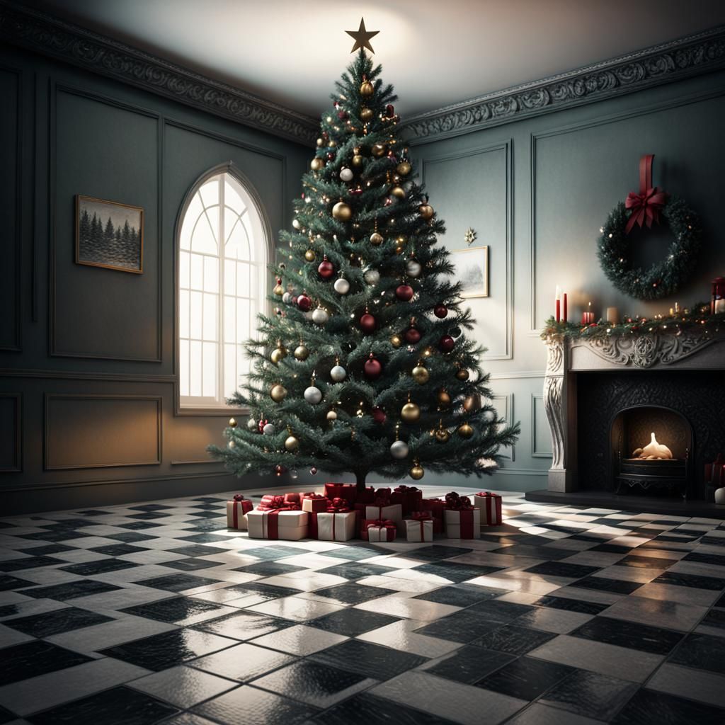 Photorealistic Christmas Tree in Contemporary Realism Style
