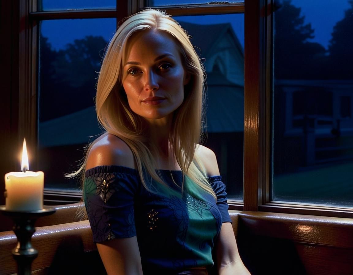 Renaissance Woman in Chapel: Chiaroscuro Oil Painting