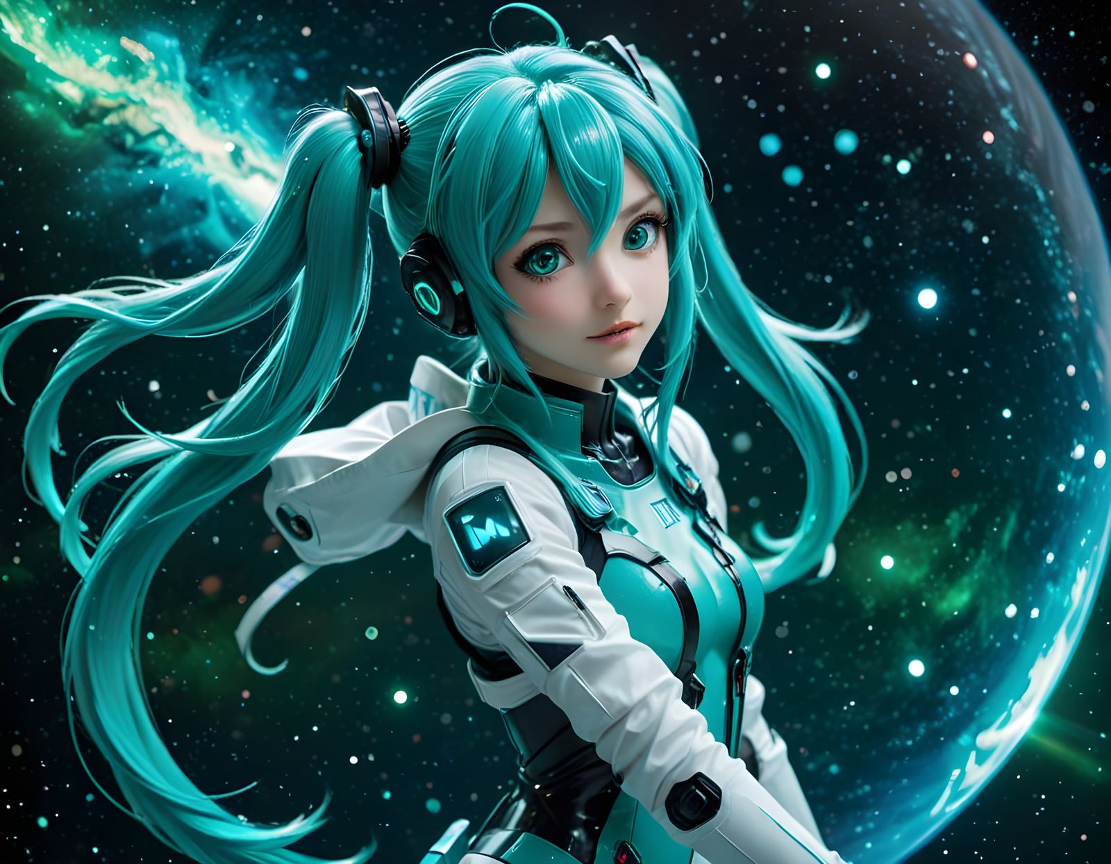Cosmic Idol Astronaut Miku in Aqua Twintails