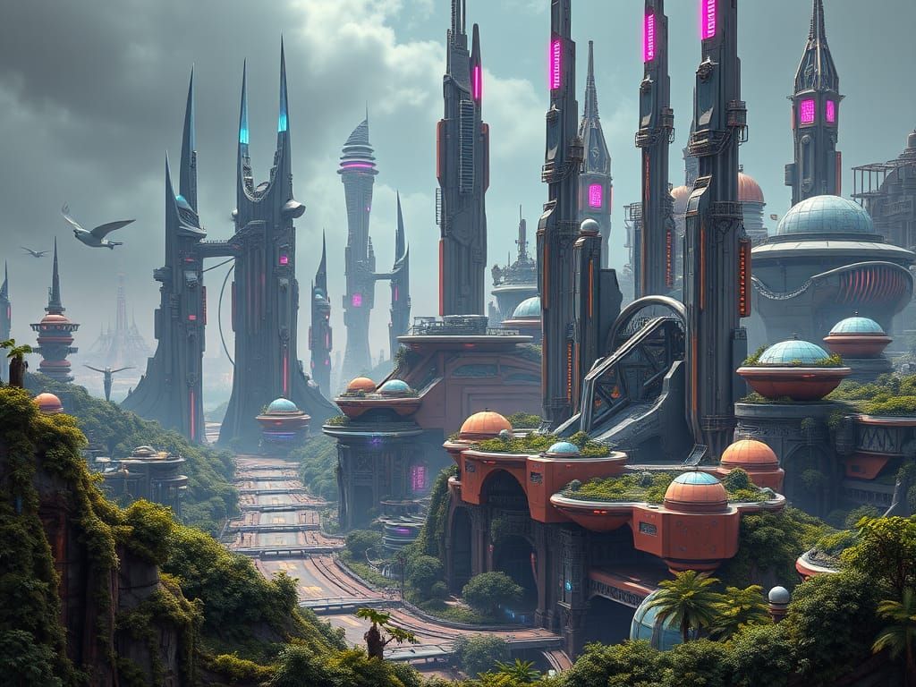 Cyberpunk Utopia Cityscape