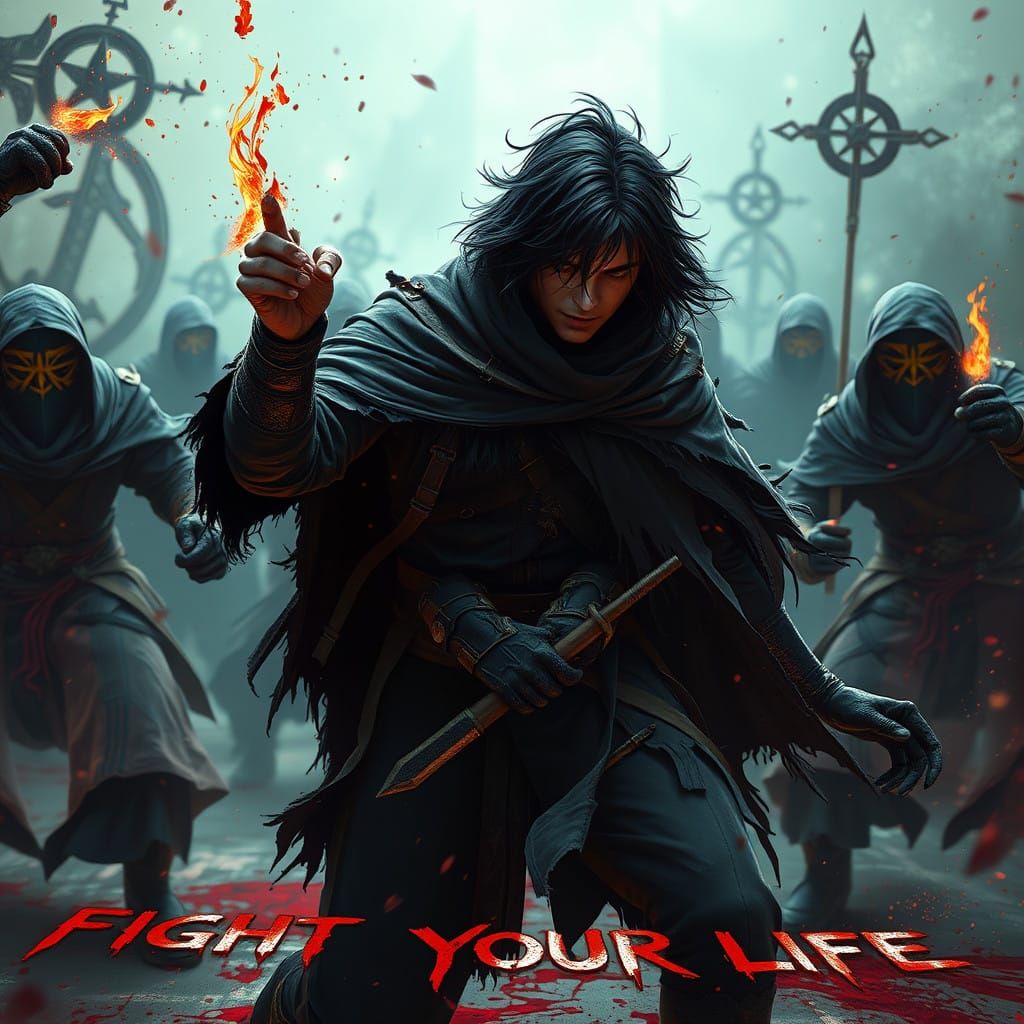 Alchemist vs Illuminati: Dark Fantasy Battle Scene