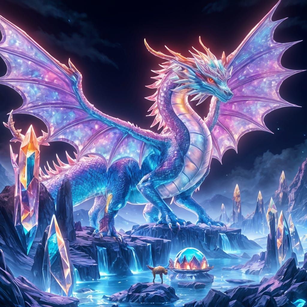 Majestic Crystal Dragon Reigns Supreme in a Realm of Wonder