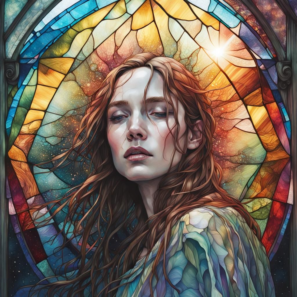 Cosmic Rainbowscape Stained Glass Art