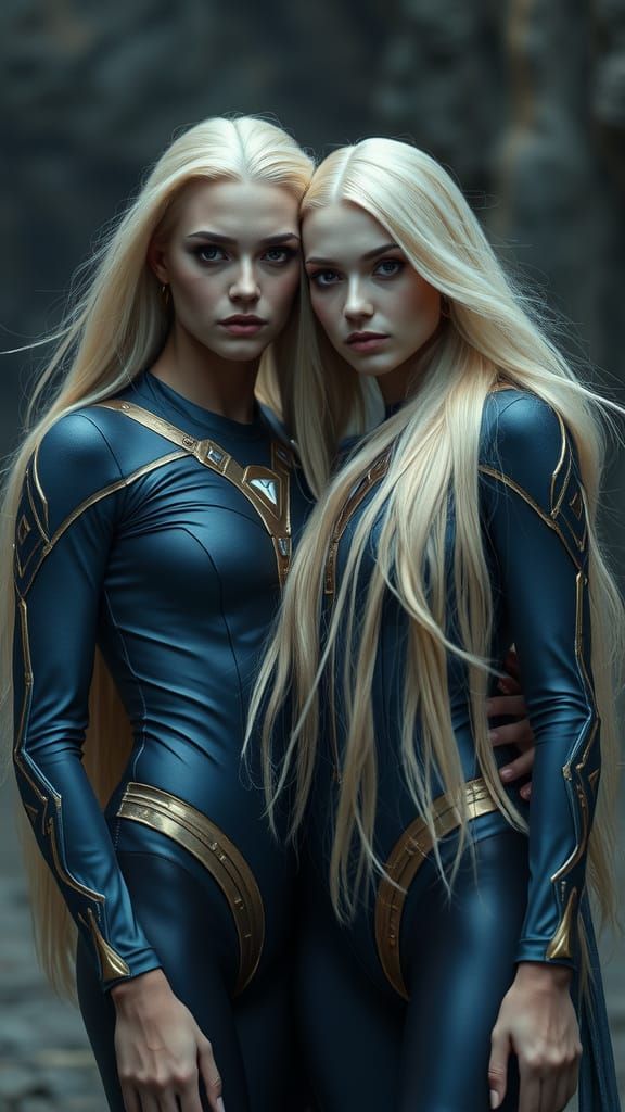 Pleiadian Couple in Cinematic Sci-Fi Style