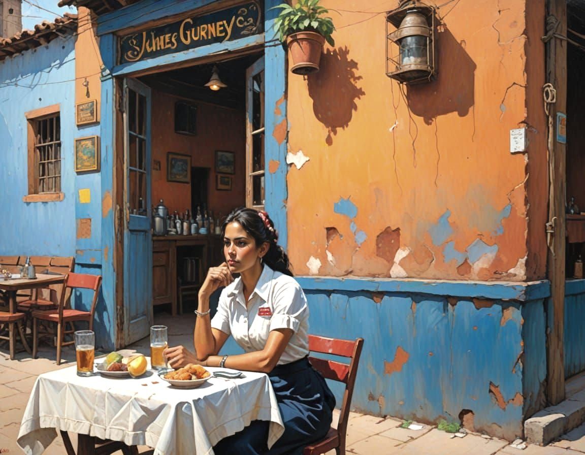 Vibrant Latin American Woman in Oil Painting Style