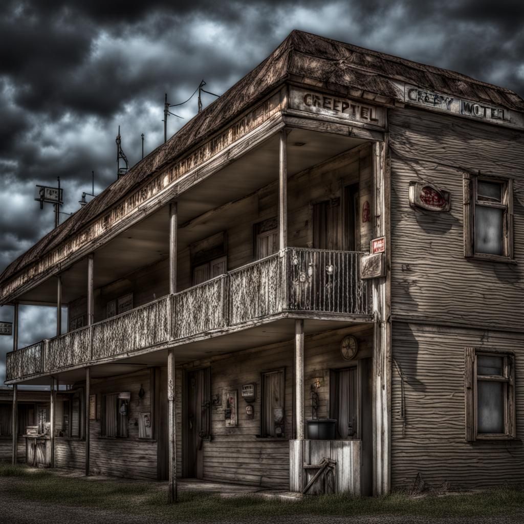 Creepy Motel in Hyperrealistic Style
