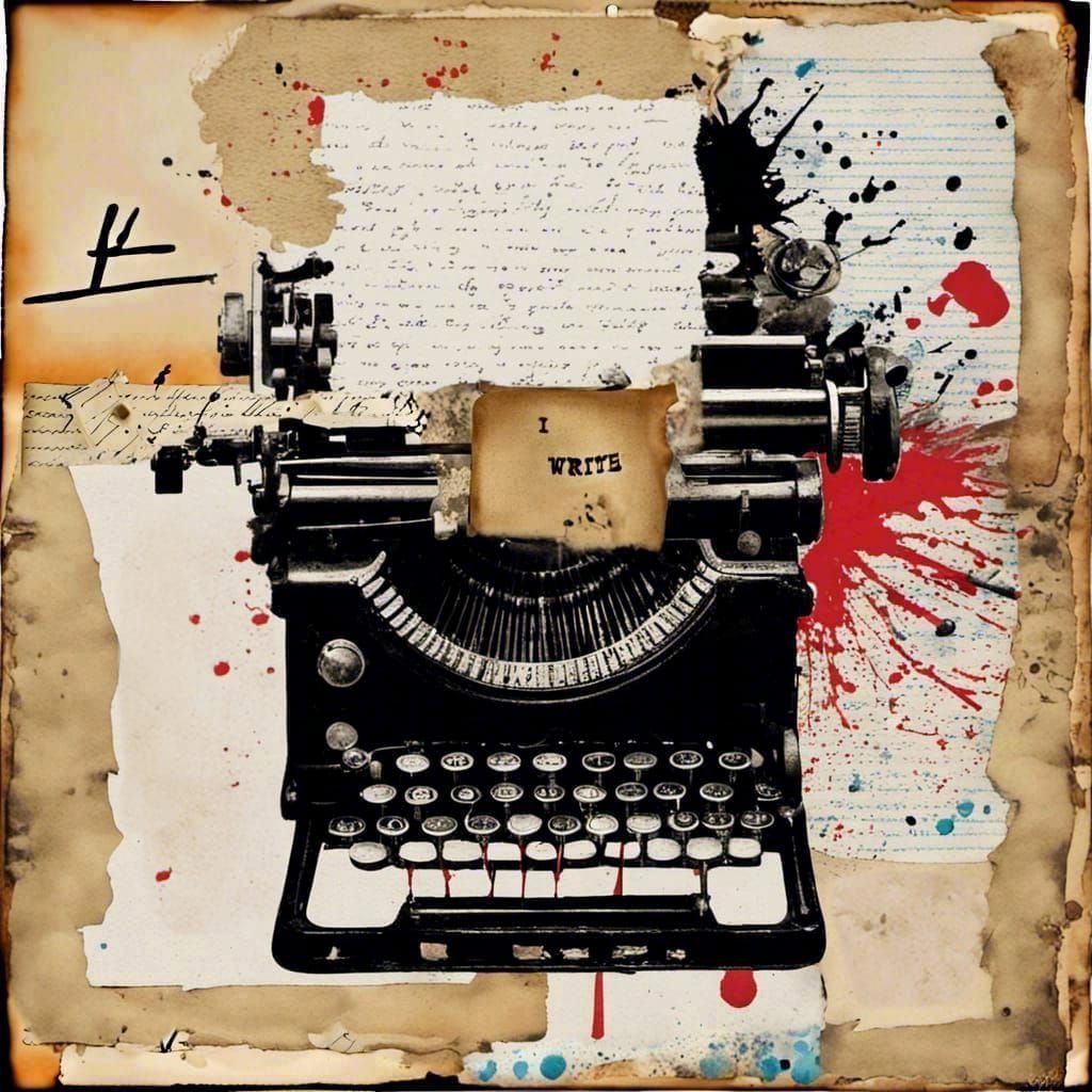 Write! Collage with Typewriter, Pen and Ink