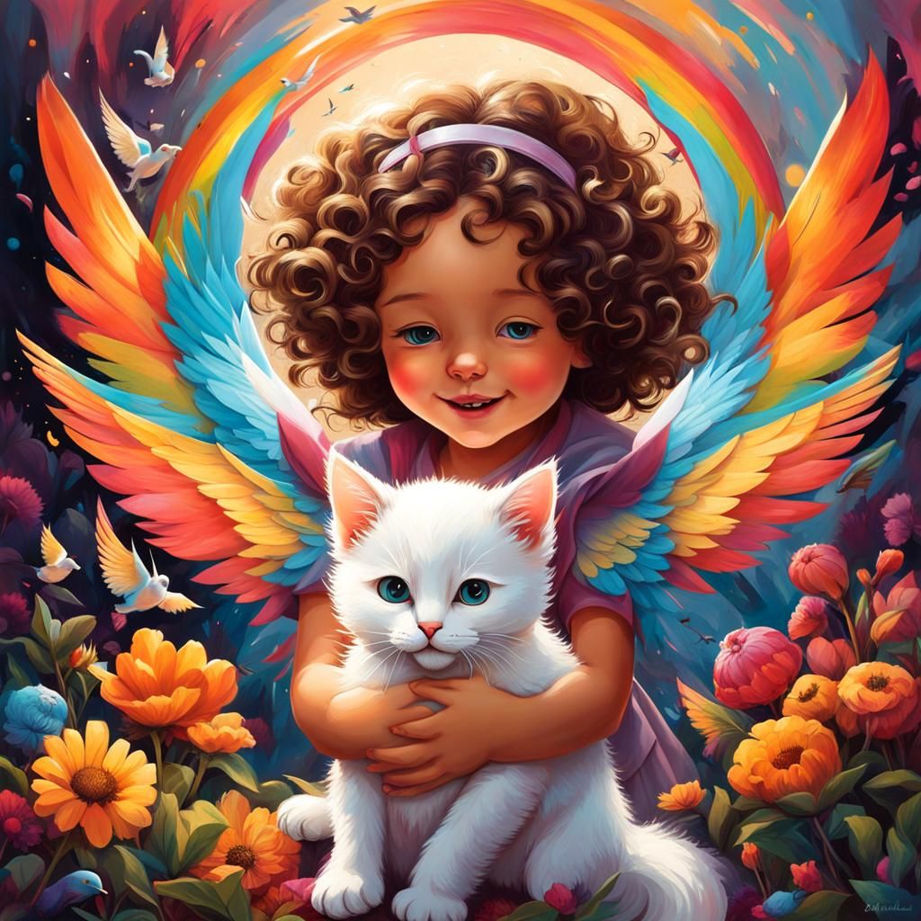 Angel Gifts Kitten: Graffiti Style Polychromatic Art