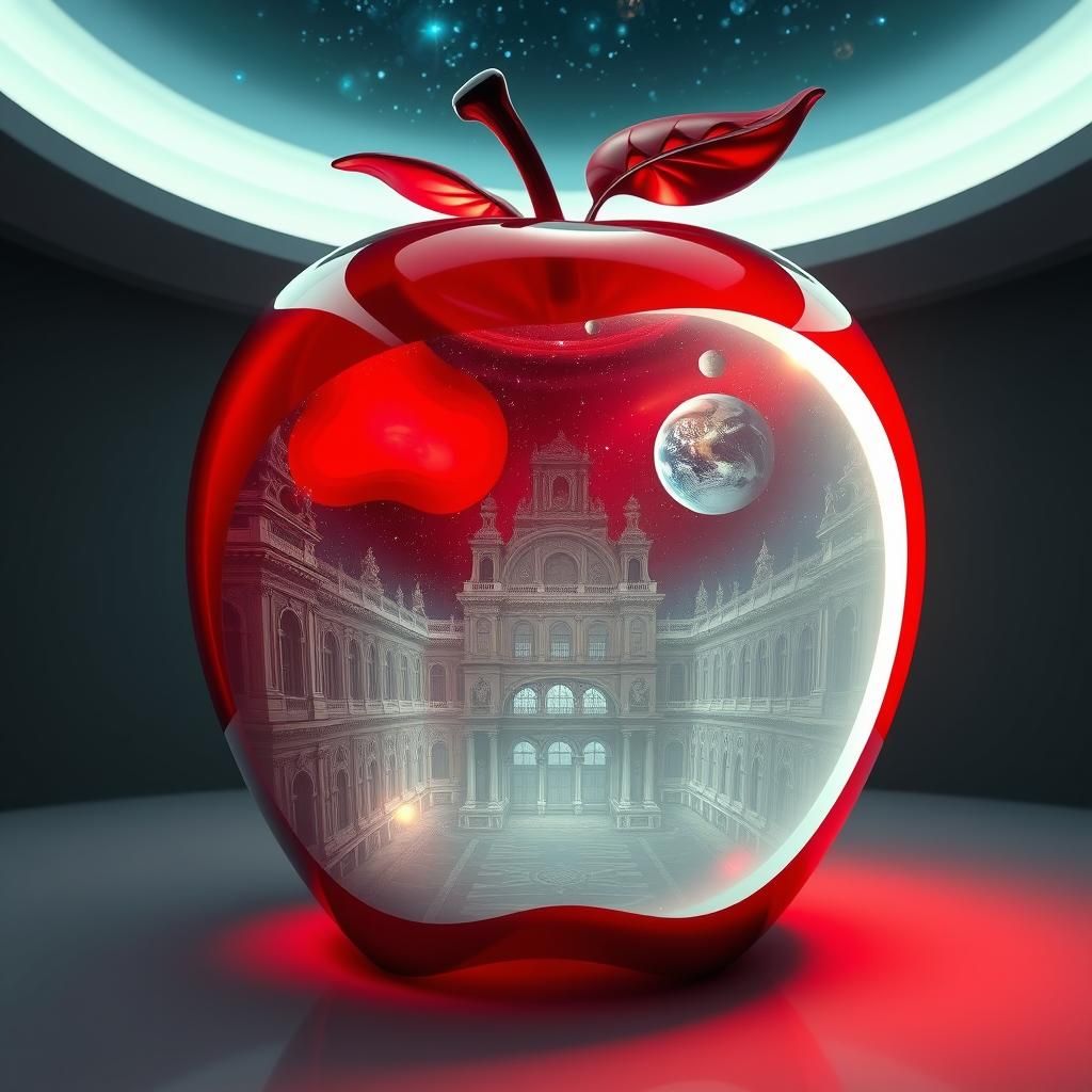 Red Glass Apple Reveals Vienna Palace, Cosmic Refractions