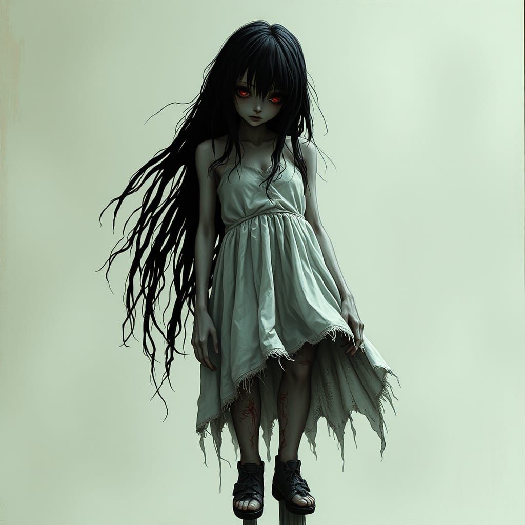Eerie Japanese Horror Ghost in Haunting Style
