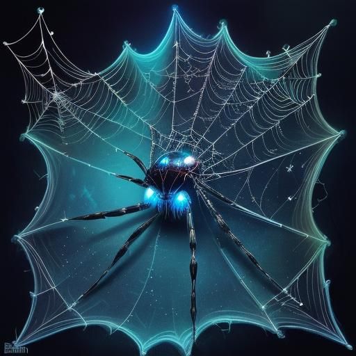 Bioluminescent Spider Web in Gothic Style