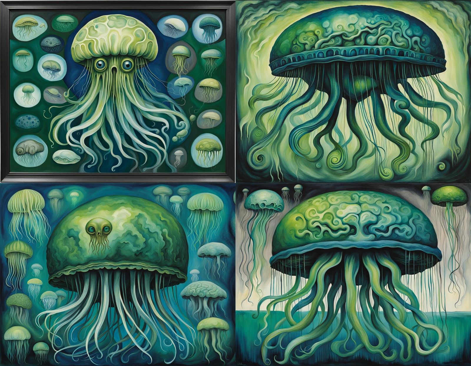 Horrific Alien Jellyfish Brain in Expressionist Style