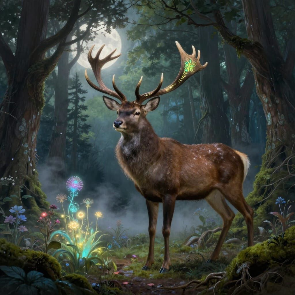Majestic Stag in Enchanted Forest Clearing