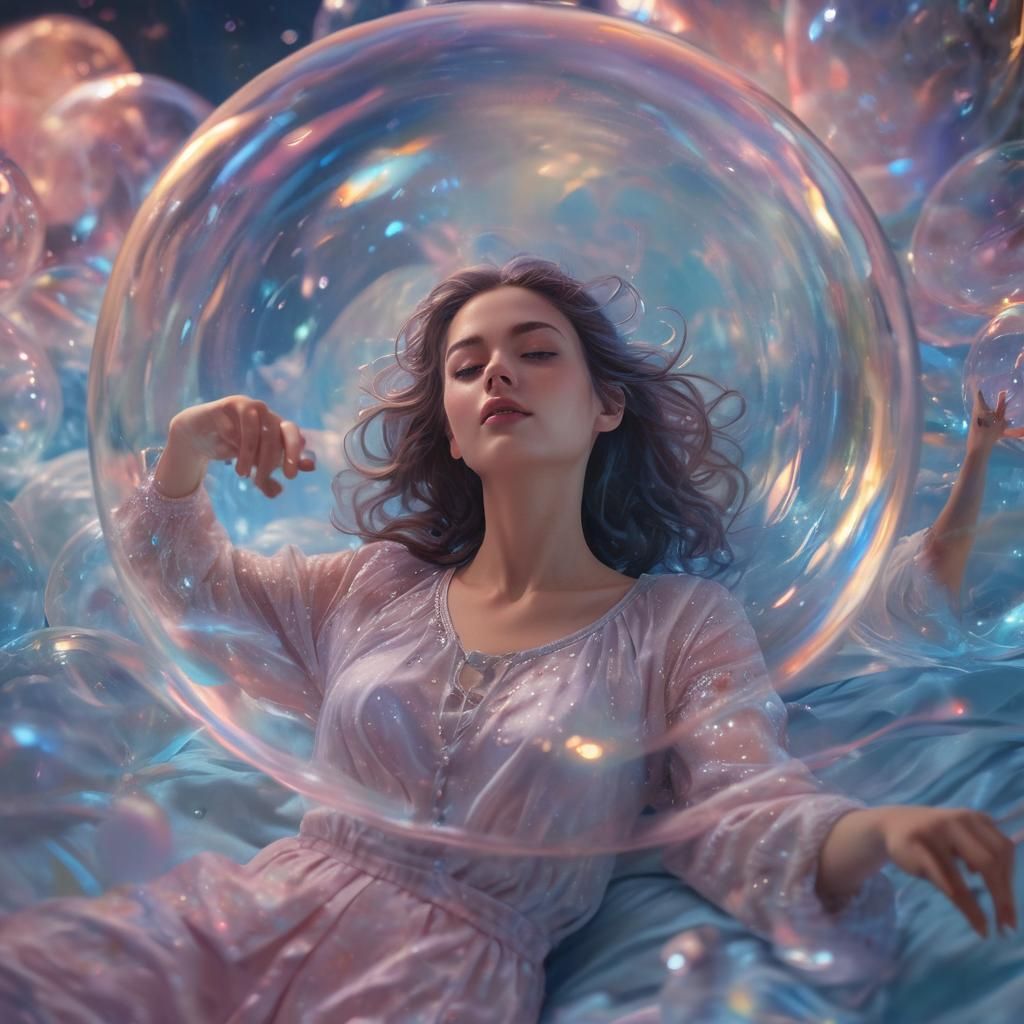 Woman in Iridescent Bubble: Fantasy Concept Art