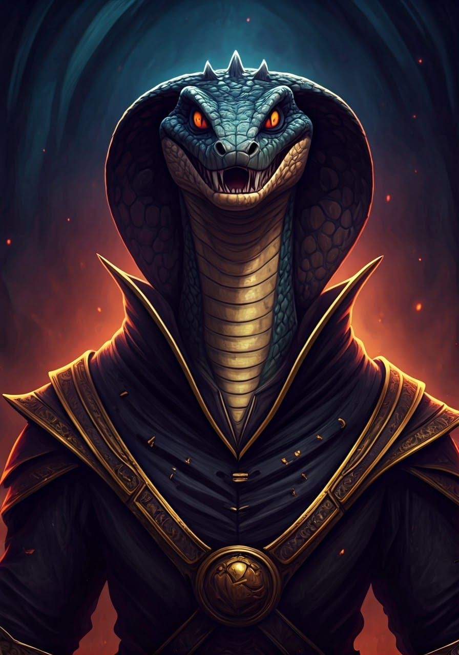 Menacing Reptilian Villain in Dark Fantasy Style
