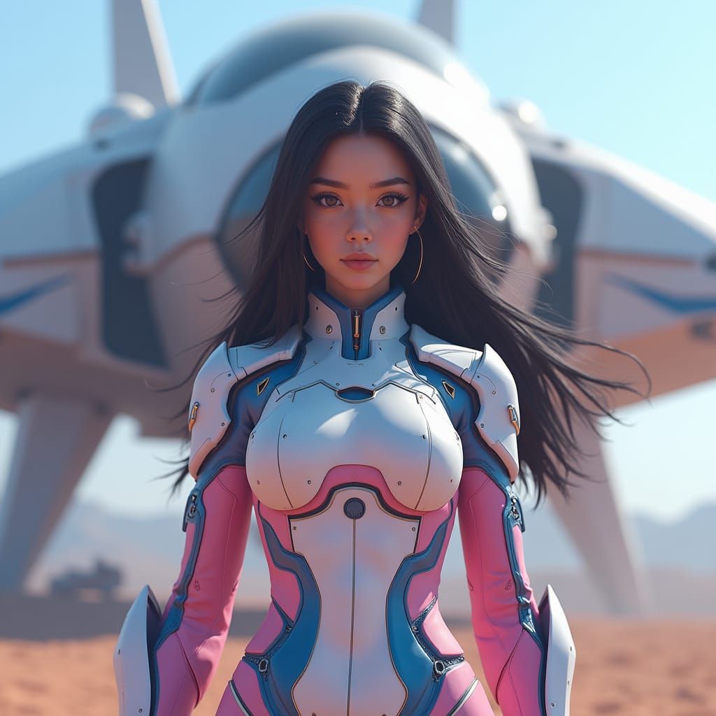 DVA-Inspired Girl in White Mech Suit