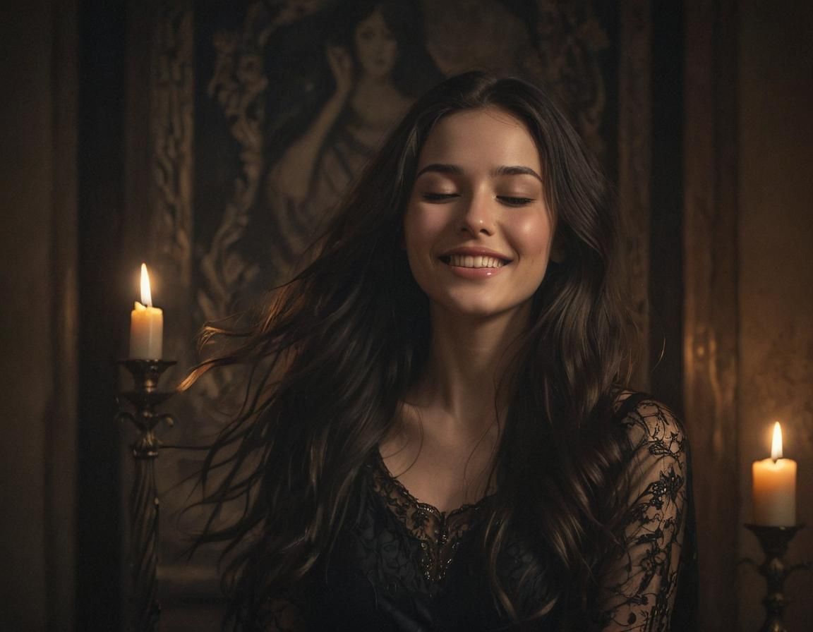 Candlelit Serenity: A Digital Portrait of a Woman