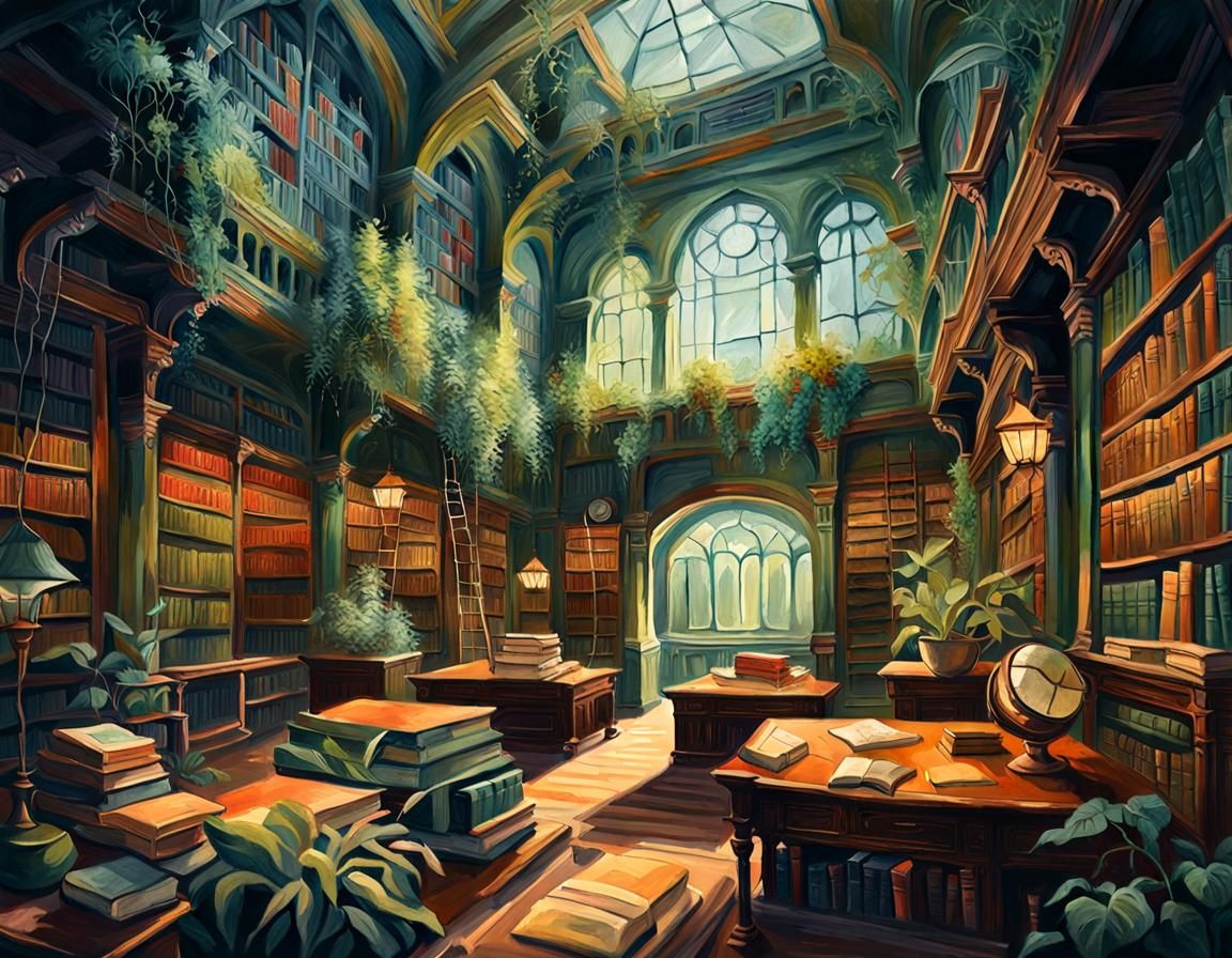 Enchanted Library of Ancient Wonders