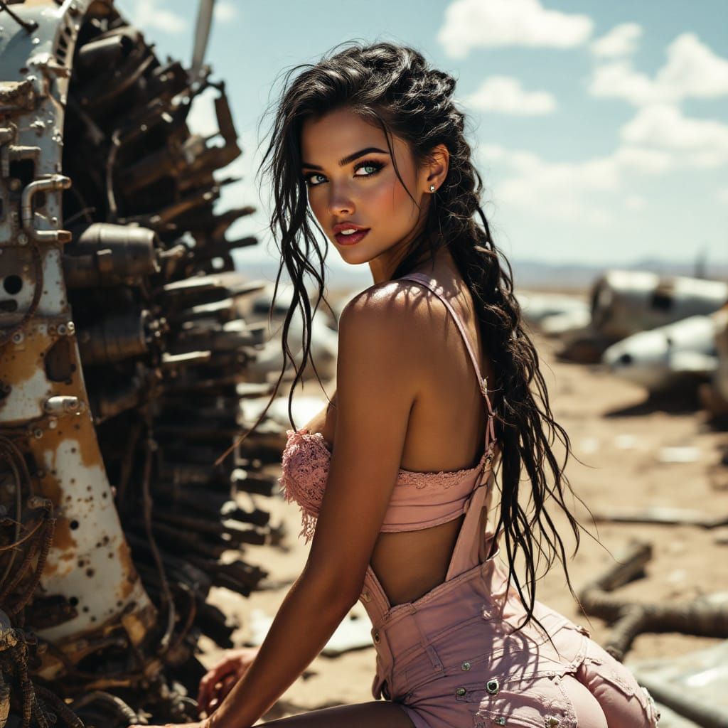 Aircraft Mechanic Pin-Up in Futuristic Realism Style