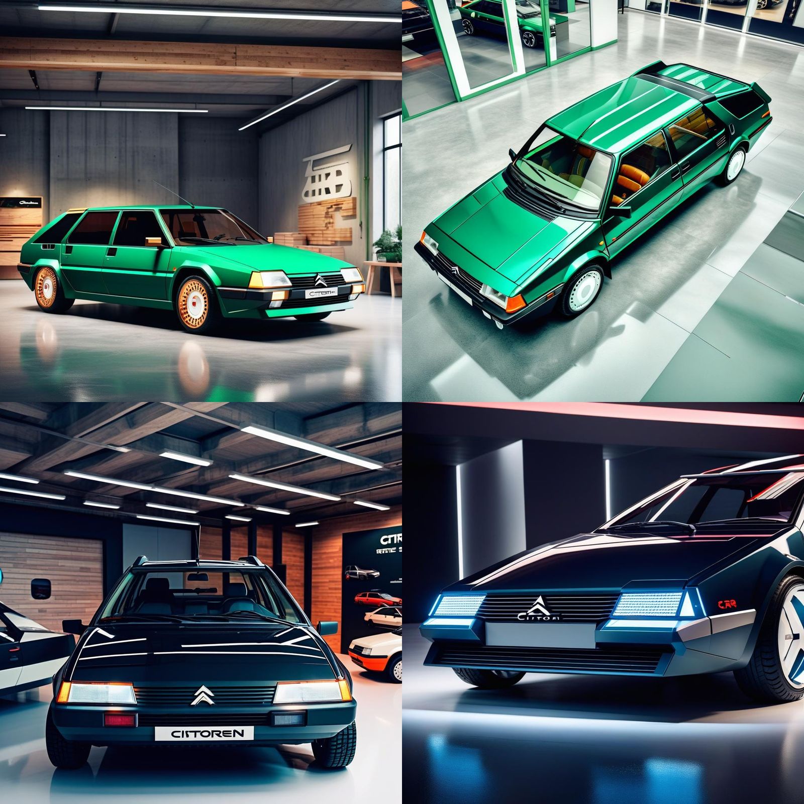 Modernized Citroën BX Break Coupé in Showroom
