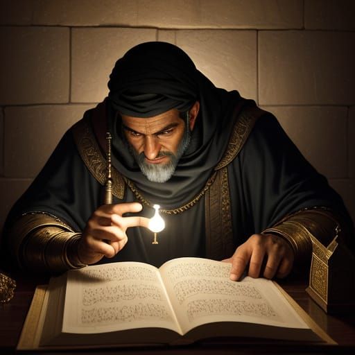 Ibn al-Haytham Studying Light in Renaissance Style
