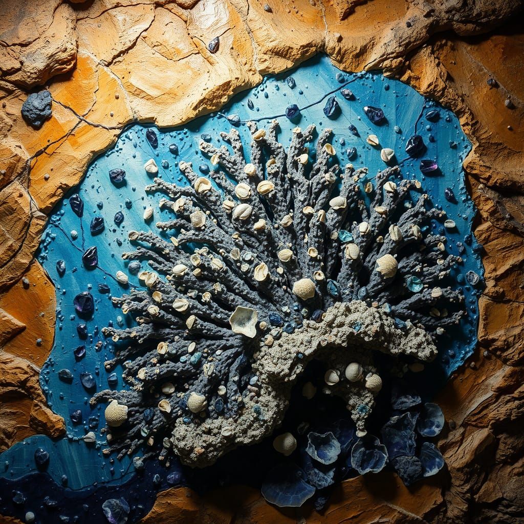 Abstract Expressionist Cave Mural Depicting Loud Noise