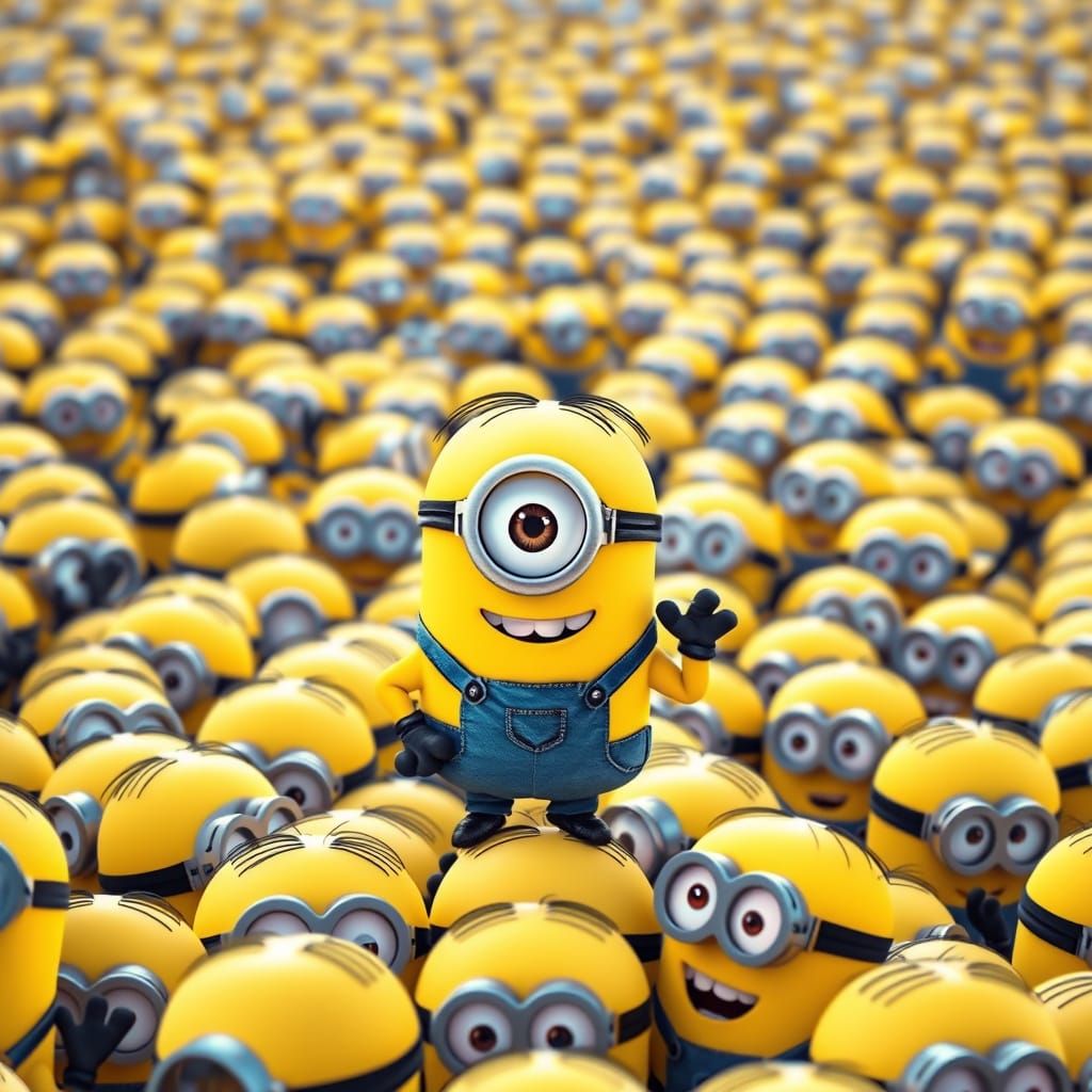 Vibrant Minion Gathering in Whimsical Illumination Style