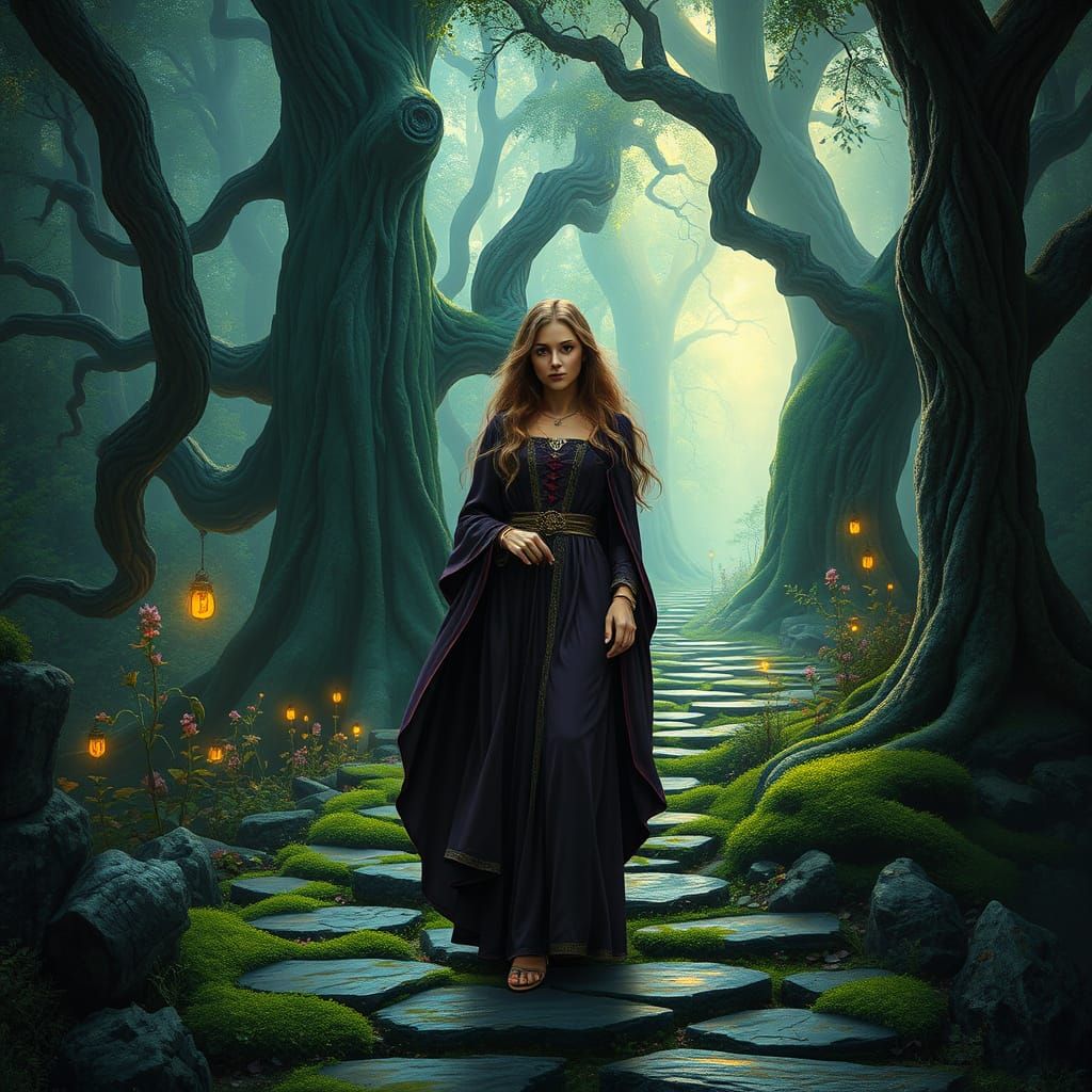 Adult Sarah from Labyrinth in Enchanted Forest