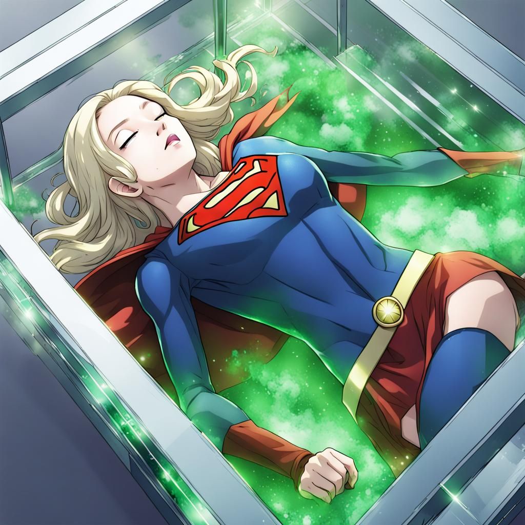 Supergirl Trapped: Anime-Style Green Gas Nightmare