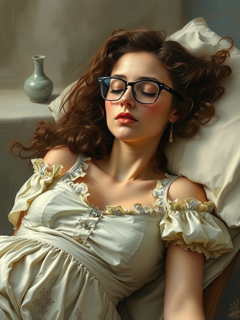 Sleeping Beauty in Elegant Oil Painting Style