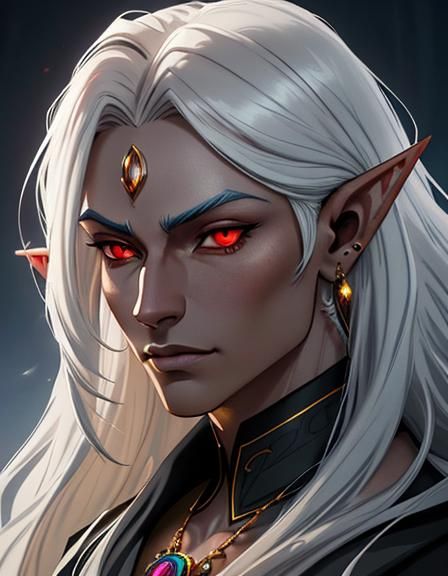 Ash-Skinned Elf in 3D Anime Style