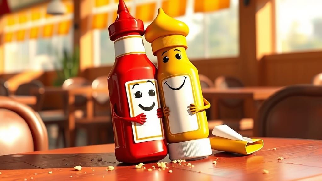 Whimsical Food Friends in Sunny Restaurant Setting