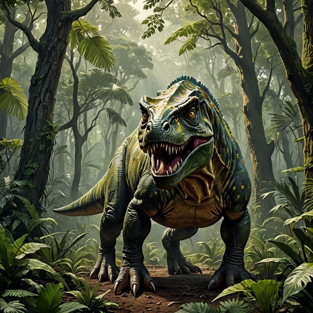 prehistoric dinosaur in the forest