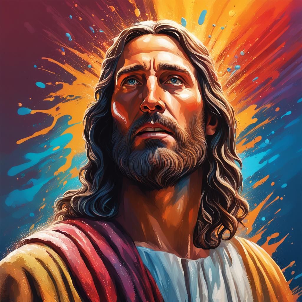 Hyperrealistic Jesus Christ Splash Art