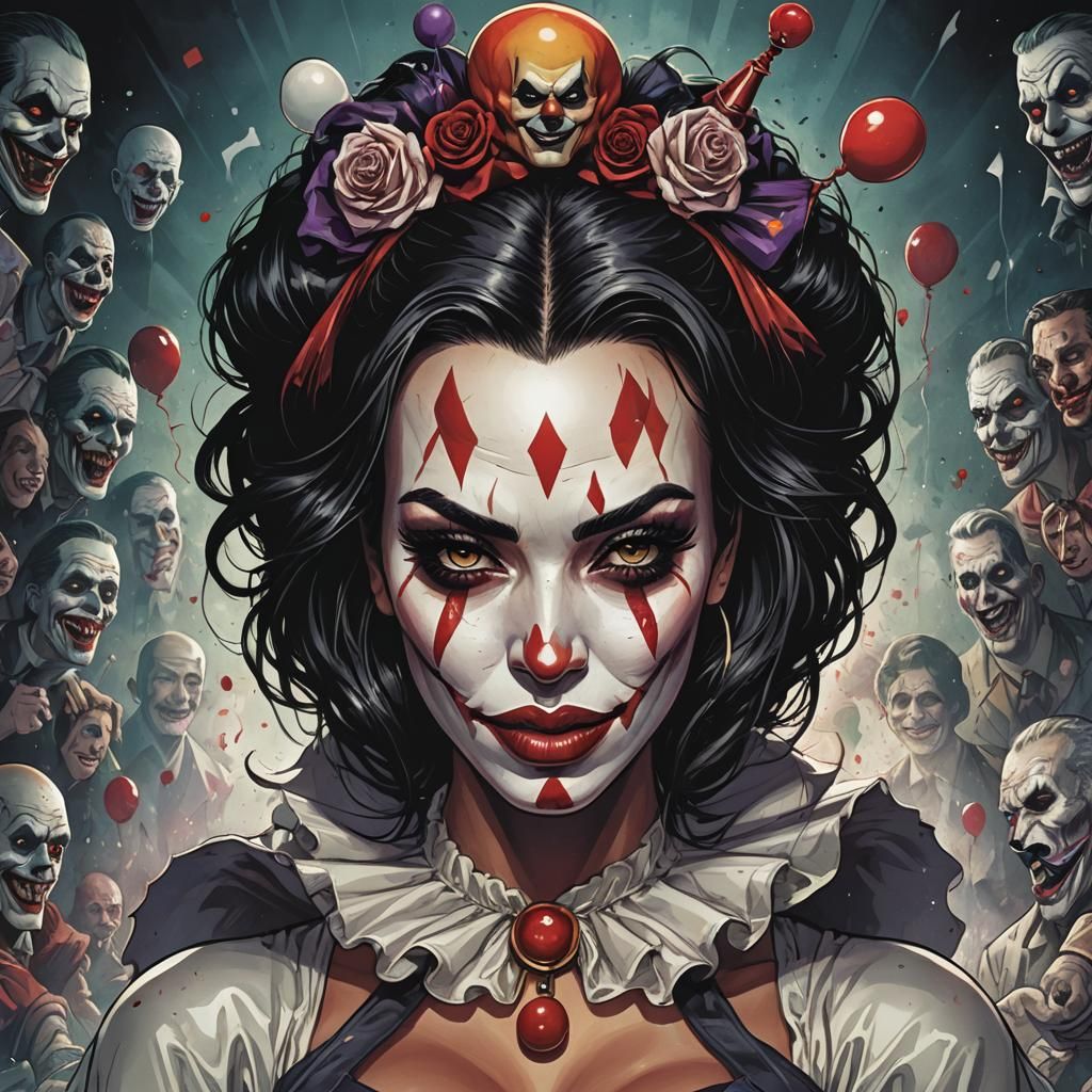 Kim Kardashian as Evil Clown in Comic Art