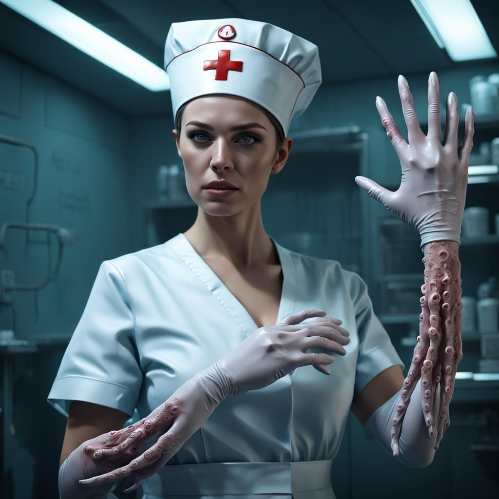 Haunted Clinic: Nurse with Alien Tentacles, Detailed Matte P...