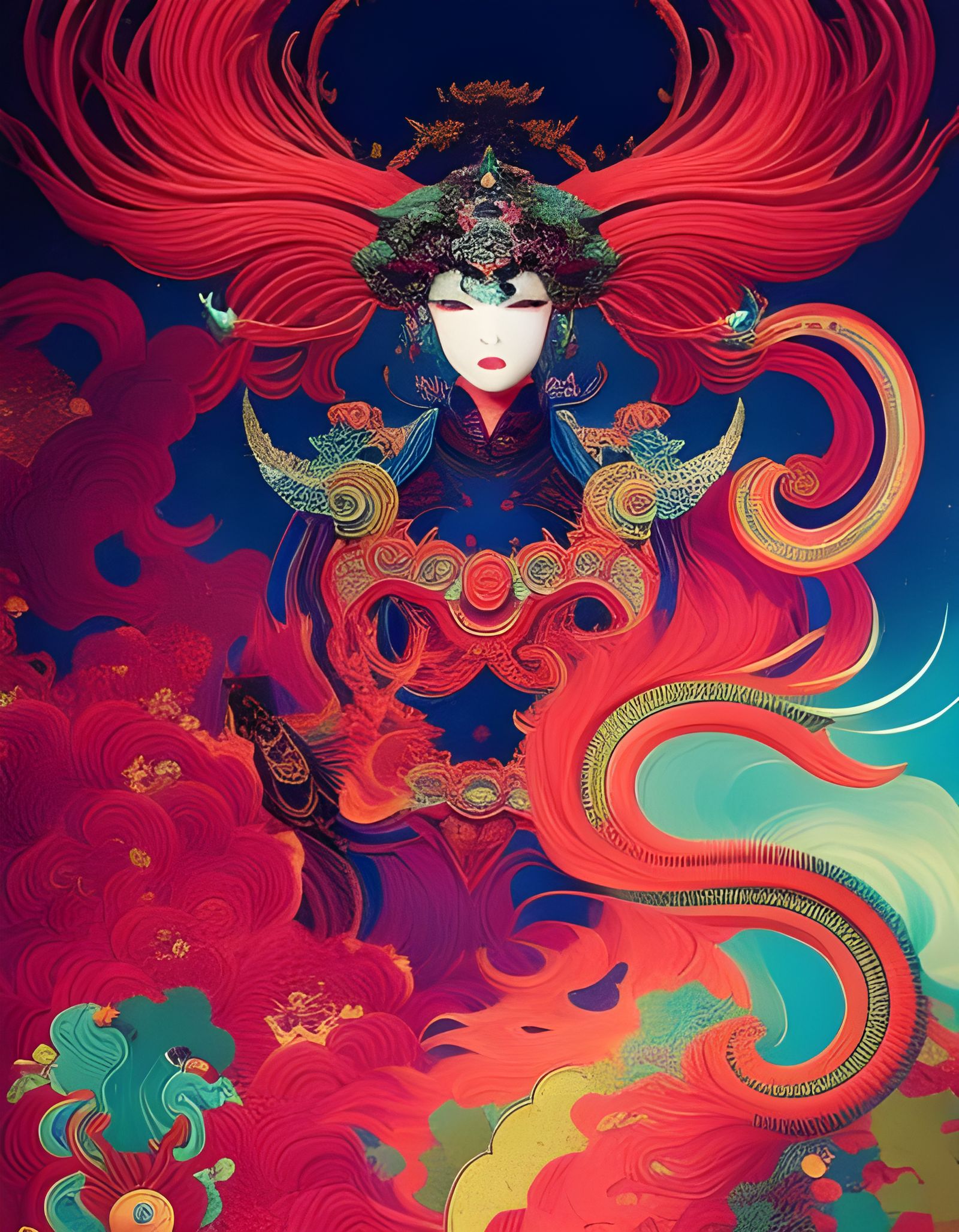 Aries Zodiac as Futuristic Samurai in Digital Art