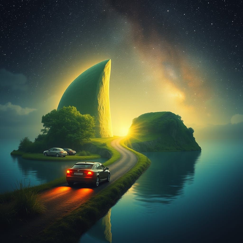 Surrealistische Digitale Kunst: Een Droomachtige Halve Maan ...