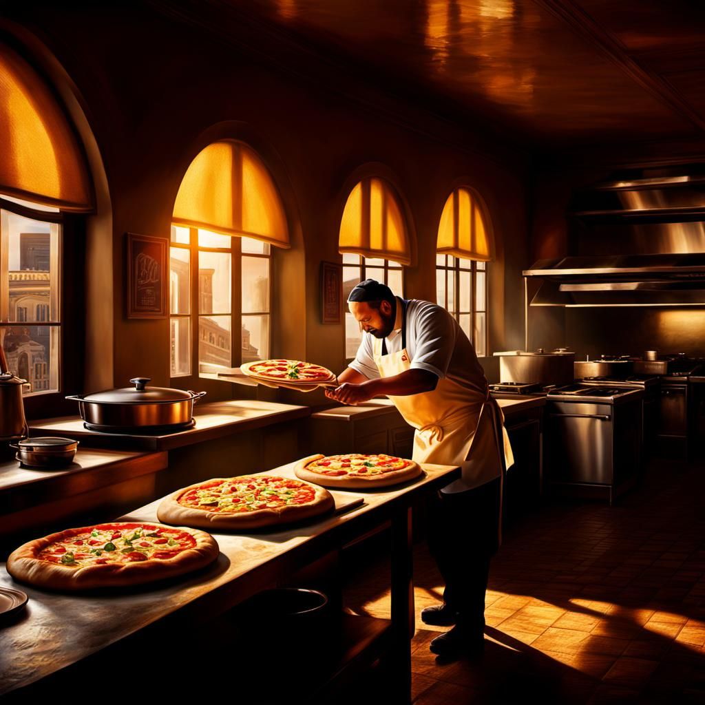 Italian Chef Rolling Dough: Hyper-Realistic Digital Painting