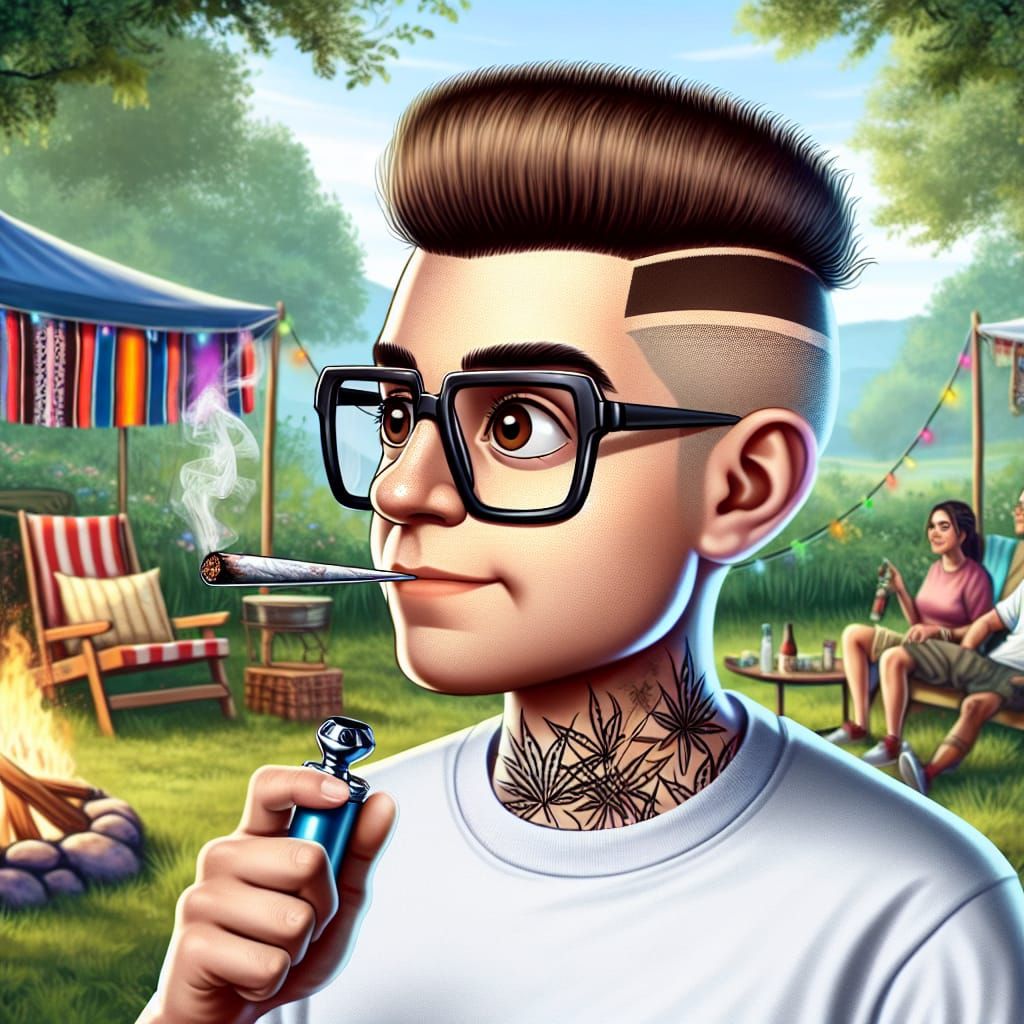 Hispanic Woman with Pompadour Hairstyle Smoking