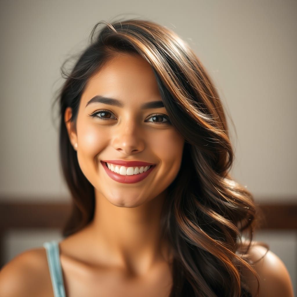Beautiful Woman with Sweet Smile: An AI Portrait