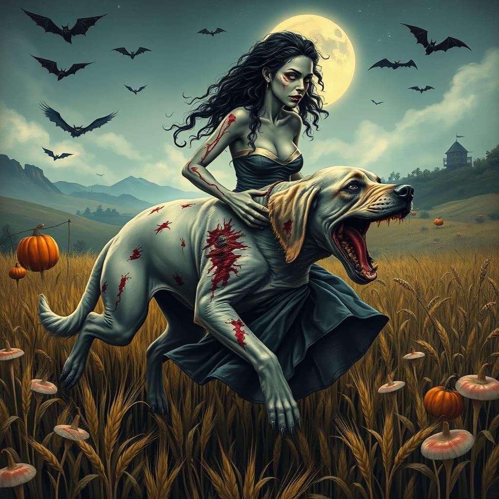 Gruesome Halloween Labrador in Graffiti Style