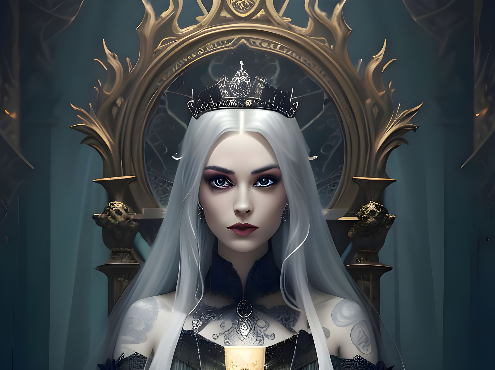Gothic Princess with Winter Hair in 4k Photorealistic Style